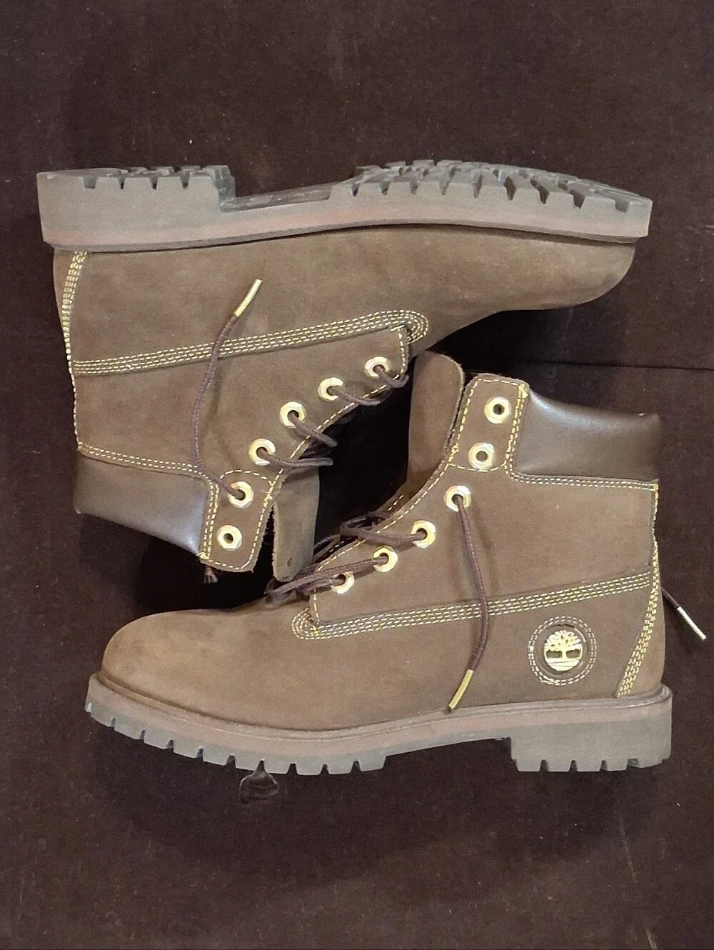 Timberland Brown Lace-Up Nubuck Work Boots Size 8 Mens